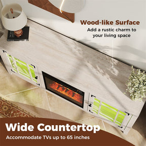 58" Electric Fireplace TV Stand Entertainment Center for 65 inch TV with 18" Heater, Thermostat, Remote, LED Lights & Adjustable Shelves