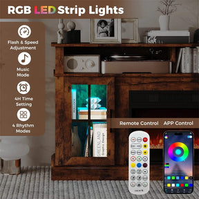 58" Electric Fireplace TV Stand for 65" TVs, Entertainment Center with 28" Fireplace Heater Insert, LED Lights, Remote Control & Storage