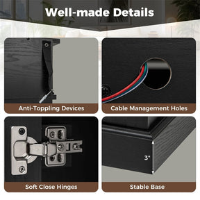 58" Electric Fireplace TV Stand for 65" TVs, Entertainment Center with 28" Fireplace Heater Insert, LED Lights, Remote Control & Storage