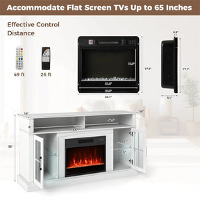 58" Electric Fireplace TV Stand for 65" TVs, Entertainment Center with 28" Fireplace Heater Insert, LED Lights, Remote Control & Storage