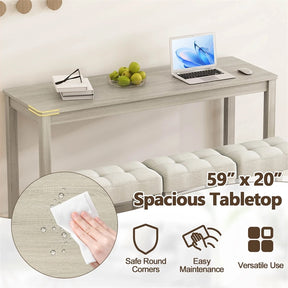 4-Piece Bar Table Set with Charging Station, 59" Counter Height Breakfast Nook Dining Set with 3 Padded Stools for Kitchen, Dinette & Small Spaces