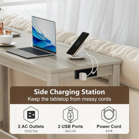 4-Piece Bar Table Set with Charging Station, 59" Counter Height Breakfast Nook Dining Set with 3 Padded Stools for Kitchen, Dinette & Small Spaces