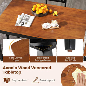 5-Piece Dining Table Set for 4, Mid-Century Modern Kitchen Table & 4 Chairs with Rubber Wood Legs & Cross Backrest, Space-Saving Dinette Set for Home