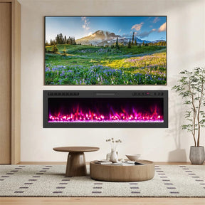 36-68" Smart WiFi Electric Fireplace, Recessed/Wall Mounted Fireplace Heater, 12 Flame & Ember Bed Colors, Alexa/Google Assistant, 12H Timer
