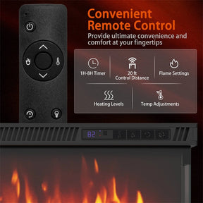 36/40/50/60 Inches 3-Sided Electric Fireplace Insert, 750W/1200W Recessed Fireplace Heater with 12 Flame Colors, Remote, 5 Brightness & 8H Timer