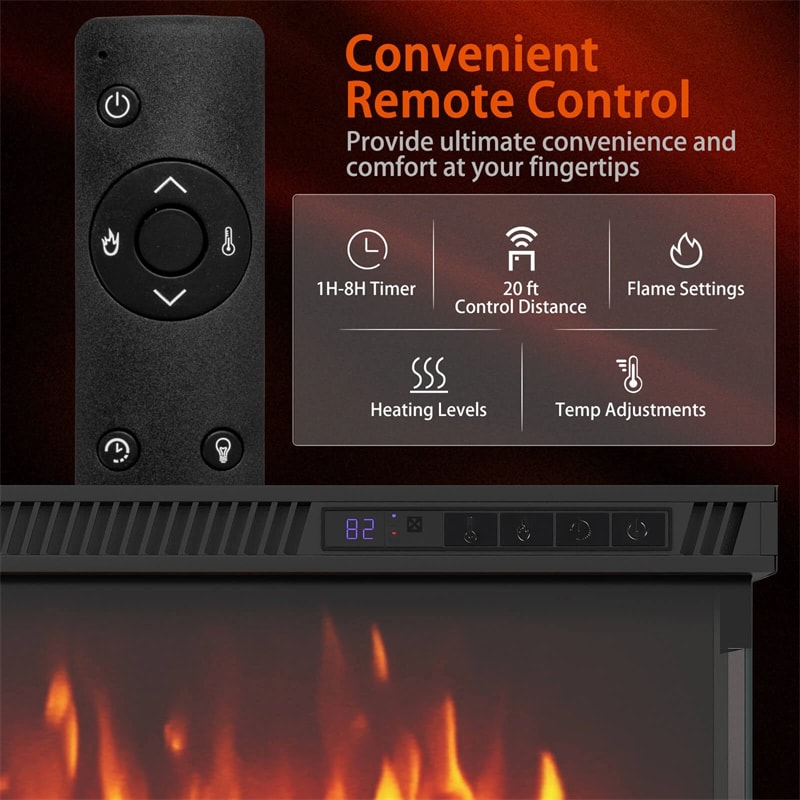 36/40/50/60 Inches 3-Sided Electric Fireplace Insert, 750W/1200W Recessed Fireplace Heater with 12 Flame Colors, Remote, 5 Brightness & 8H Timer