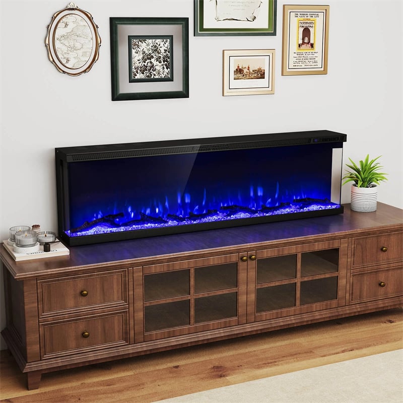 36/40/50/60 Inches 3-Sided Electric Fireplace Insert, 750W/1200W Recessed Fireplace Heater with 12 Flame Colors, Remote, 5 Brightness & 8H Timer