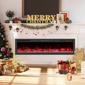 36-68" Smart WiFi Electric Fireplace, Recessed/Wall Mounted Fireplace Heater, 12 Flame & Ember Bed Colors, Alexa/Google Assistant, 12H Timer