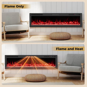 36-68" Smart WiFi Electric Fireplace, Recessed/Wall Mounted Fireplace Heater, 12 Flame & Ember Bed Colors, Alexa/Google Assistant, 12H Timer