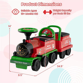6V 2-Seater Ride On Train with Detachable Carriage, Under-Seat Storage, Whistle & Flashing LED Lights, Trackless Electric Ride On Toy for Kids