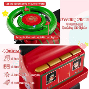 6V 2-Seater Ride On Train with Detachable Carriage, Under-Seat Storage, Whistle & Flashing LED Lights, Trackless Electric Ride On Toy for Kids