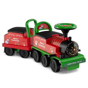 6V 2-Seater Ride On Train with Detachable Carriage, Under-Seat Storage, Whistle & Flashing LED Lights, Trackless Electric Ride On Toy for Kids