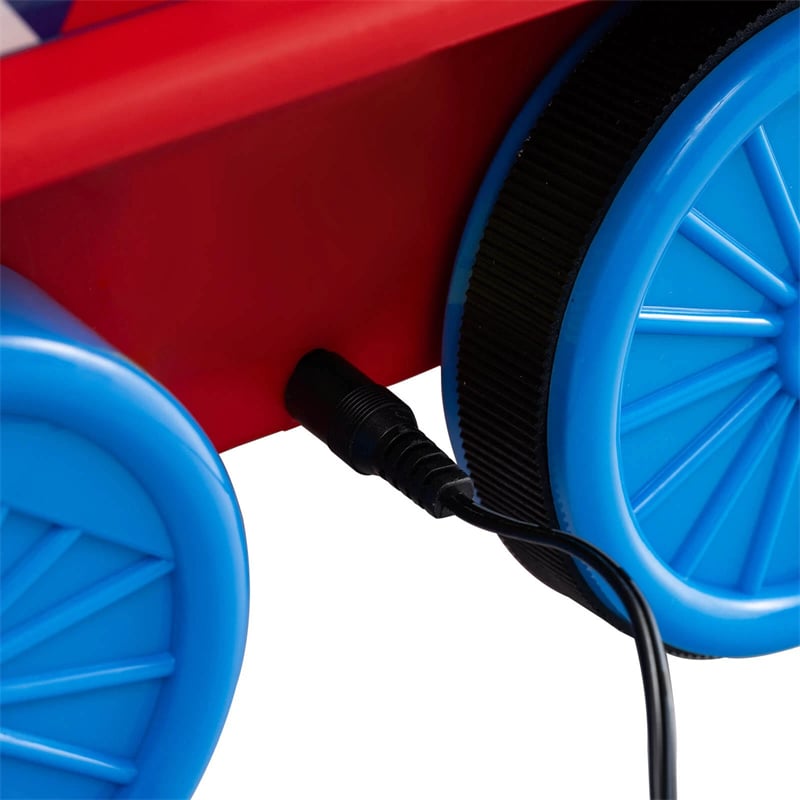 6V 2-Seater Ride On Train with Detachable Carriage, Under-Seat Storage, Whistle & Flashing LED Lights, Trackless Electric Ride On Toy for Kids