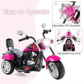 3 Wheel Kids Ride on Chopper-Style Motorcycle, 6V Battery Powered Kids Motorbike Trike Toy with Horn & Headlight