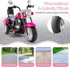 3 Wheel Kids Ride on Chopper-Style Motorcycle, 6V Battery Powered Kids Motorbike Trike Toy with Horn & Headlight