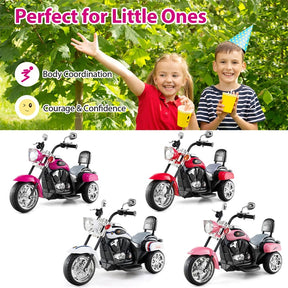 3 Wheel Kids Ride on Chopper-Style Motorcycle, 6V Battery Powered Kids Motorbike Trike Toy with Horn & Headlight