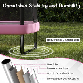 6FT Kids Rectangle Trampoline, ASTM Certified Toddler Rebounder with Swing, Horizontal Bar & Safety Enclosure Net for Indoor Outdoor