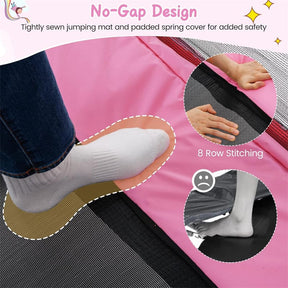 6FT Kids Rectangle Trampoline, ASTM Certified Toddler Rebounder with Swing, Horizontal Bar & Safety Enclosure Net for Indoor Outdoor