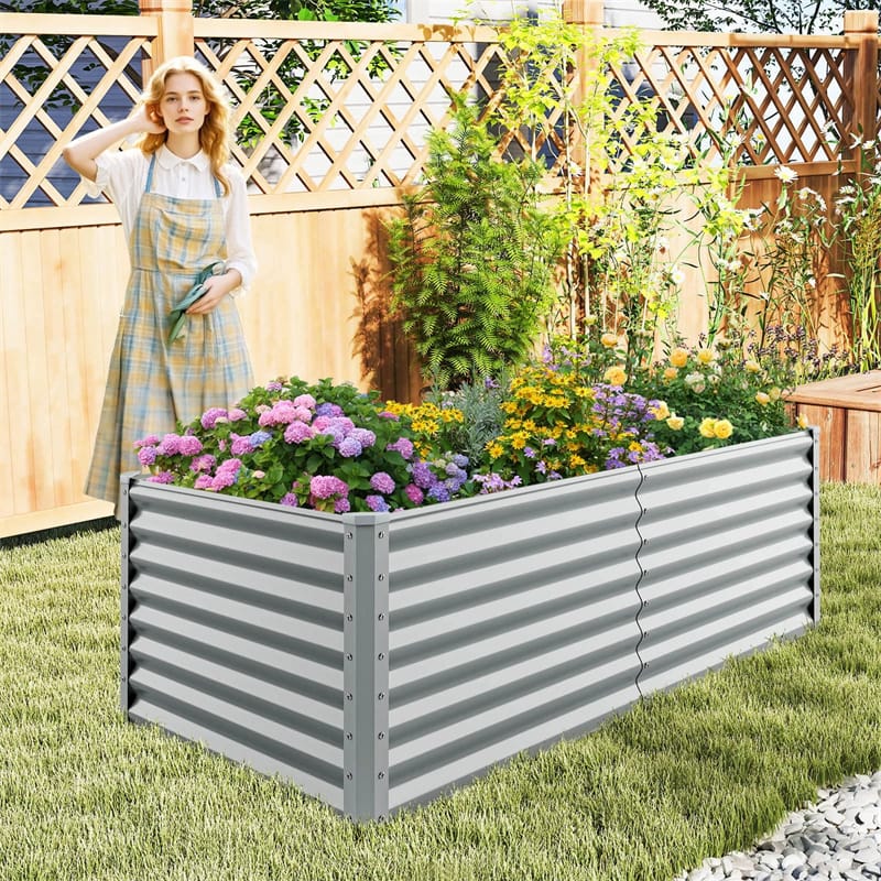 6 x 3 x 2 FT Metal Raised Garden Bed Planter Box Kit with 4 Ground Stakes, 269 Gallon Outdoor Elevated Garden Box
