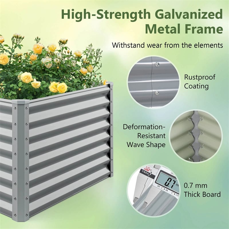 6 x 3 x 2 FT Metal Raised Garden Bed Planter Box Kit with 4 Ground Stakes, 269 Gallon Outdoor Elevated Garden Box