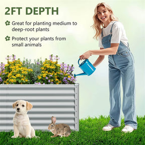 6 x 3 x 2 FT Metal Raised Garden Bed Planter Box Kit with 4 Ground Stakes, 269 Gallon Outdoor Elevated Garden Box