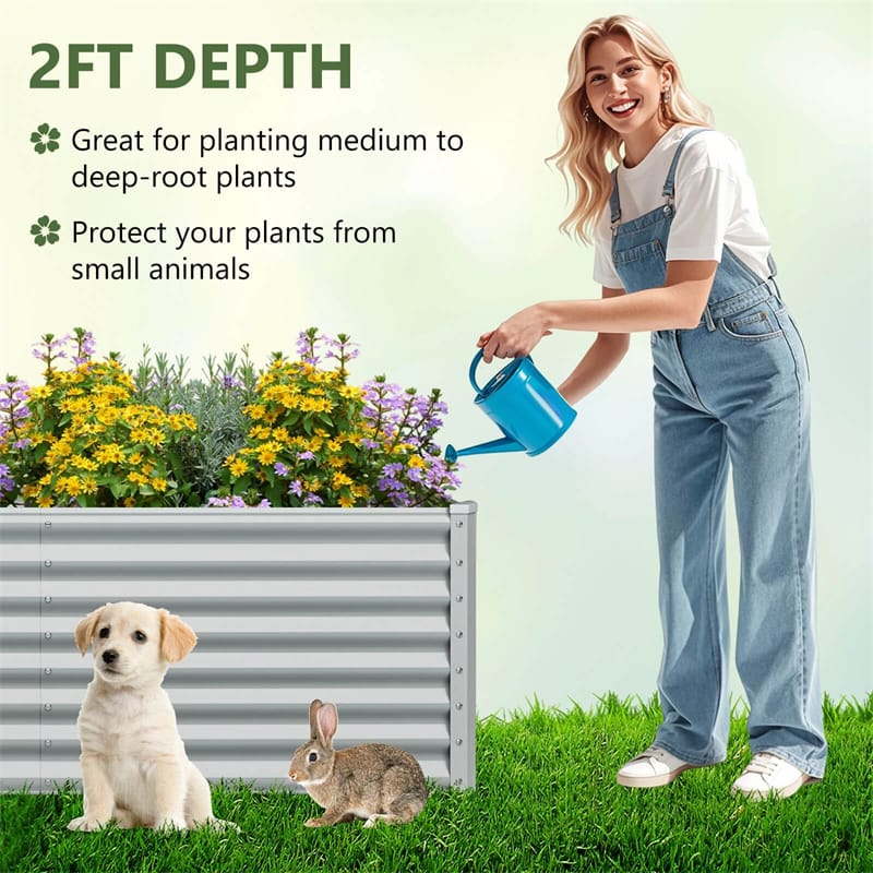 6 x 3 x 2 FT Metal Raised Garden Bed Planter Box Kit with 4 Ground Stakes, 269 Gallon Outdoor Elevated Garden Box
