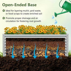 6 x 3 x 2 FT Metal Raised Garden Bed Planter Box Kit with 4 Ground Stakes, 269 Gallon Outdoor Elevated Garden Box