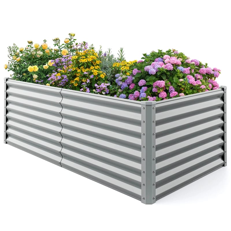6 x 3 x 2 FT Metal Raised Garden Bed Planter Box Kit with 4 Ground Stakes, 269 Gallon Outdoor Elevated Garden Box