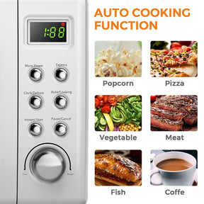 0.7Cu.ft Retro Countertop Microwave Oven 700W with 5 Microwave Power, Glass Turntable & Viewing Window
