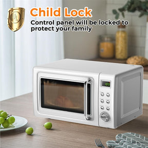 0.7Cu.ft Retro Countertop Microwave Oven 700W with 5 Microwave Power, Glass Turntable & Viewing Window