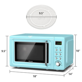 0.7Cu.ft Retro Countertop Microwave Oven 700W with 5 Microwave Power, Glass Turntable & Viewing Window