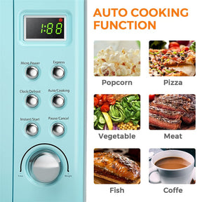 0.7Cu.ft Retro Countertop Microwave Oven 700W with 5 Microwave Power, Glass Turntable & Viewing Window