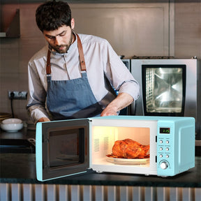 0.7Cu.ft Retro Countertop Microwave Oven 700W with 5 Microwave Power, Glass Turntable & Viewing Window