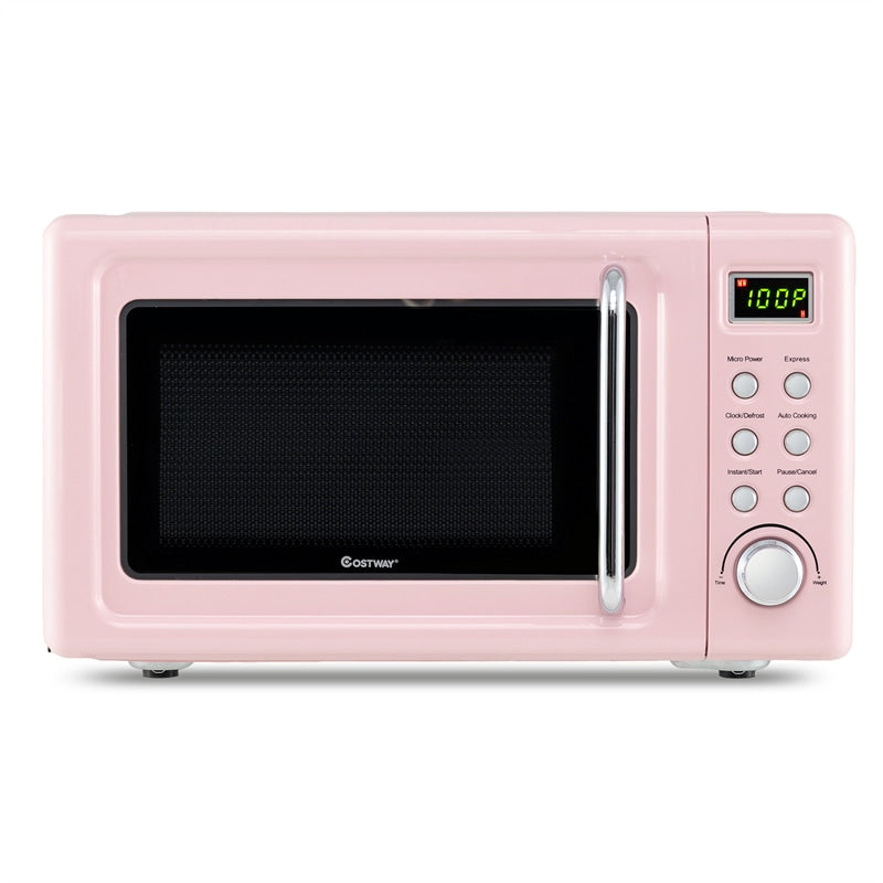 0.7Cu.ft Retro Countertop Microwave Oven 700W with 5 Microwave Power, Glass Turntable & Viewing Window