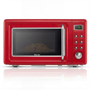 0.7Cu.ft Retro Countertop Microwave Oven 700W with 5 Microwave Power, Glass Turntable & Viewing Window