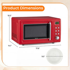 0.7Cu.ft Retro Countertop Microwave Oven 700W with 5 Microwave Power, Glass Turntable & Viewing Window