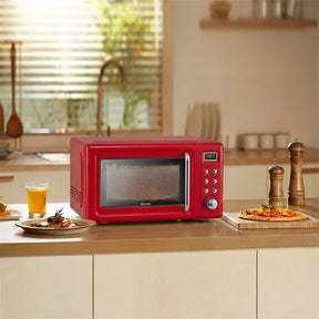 0.7Cu.ft Retro Countertop Microwave Oven 700W with 5 Microwave Power, Glass Turntable & Viewing Window