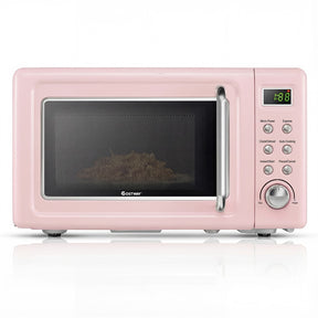 0.7Cu.ft Retro Countertop Microwave Oven 700W with 5 Microwave Power, Glass Turntable & Viewing Window