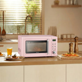 0.7Cu.ft Retro Countertop Microwave Oven 700W with 5 Microwave Power, Glass Turntable & Viewing Window
