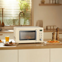 0.7Cu.ft Retro Countertop Microwave Oven 700W with 5 Microwave Power, Glass Turntable & Viewing Window