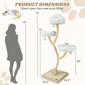 70" Tall Cat Tree Tower for Large Adult Cats, Multi-Level Kitten Activity Center with 3 Perches, Sisal Scratching Posts & Dangling Balls