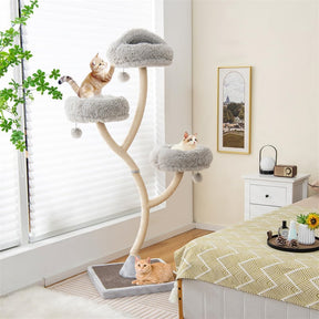 70" Tall Cat Tree Tower for Large Adult Cats, Multi-Level Kitten Activity Center with 3 Perches, Sisal Scratching Posts & Dangling Balls