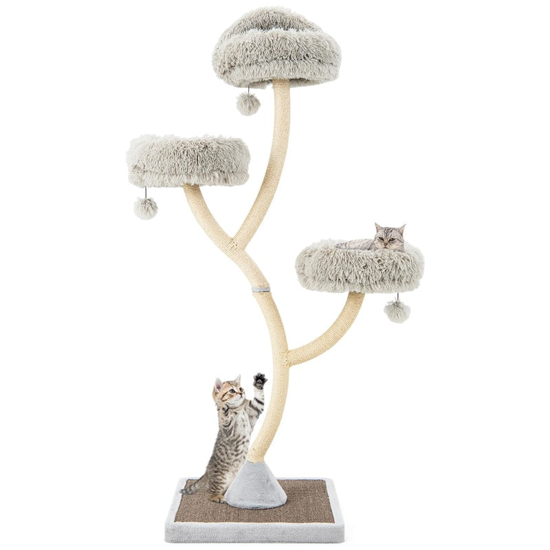 70" Tall Cat Tree Tower for Large Adult Cats, Multi-Level Kitten Activity Center with 3 Perches, Sisal Scratching Posts & Dangling Balls
