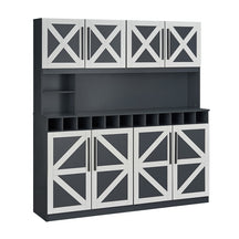 70" Farmhouse Pantry Cabinet, 63" Kitchen Buffet Hutch with 12-Bottle Wine Rack, 8-Door Storage Cupboard, Large Countertop & Adj. Shelves