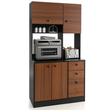 71" Kitchen Buffet Hutch Storage Cabinet Microwave Cupboard, Freestanding Pantry with 3 Cabinets & Drawers, Adjustable Shelves
