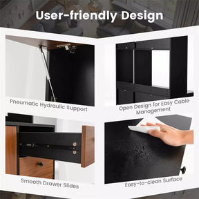 71" Kitchen Buffet Hutch Storage Cabinet Microwave Cupboard, Freestanding Pantry with 3 Cabinets & Drawers, Adjustable Shelves