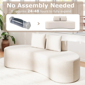 78.5" Upholstered Curved Sofa Couch w/ 2 Cozy Pillows, Low Backrest, Sponge Padded Seat, No Assembly Modern Floor Couch for Living Room Bedroom