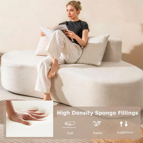 78.5" Upholstered Curved Sofa Couch w/ 2 Cozy Pillows, Low Backrest, Sponge Padded Seat, No Assembly Modern Floor Couch for Living Room Bedroom