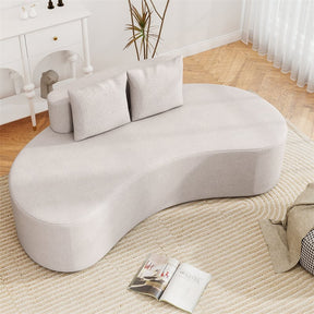 78.5" Upholstered Curved Sofa Couch w/ 2 Cozy Pillows, Low Backrest, Sponge Padded Seat, No Assembly Modern Floor Couch for Living Room Bedroom