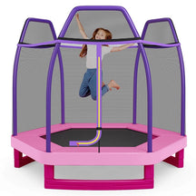 7FT Kids Trampoline with Safety Enclosure Net, ASTM Approved & Widened Base, Indoor Outdoor Recreational Trampoline for Toddlers Ages 3+